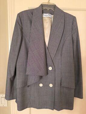 DIOR Black and White Prince Of Wales Plaid Blazer, FR44/US12